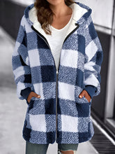 Load image into Gallery viewer, Women Oversized Hoodie Plaid Loose Overcoat