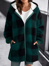Load image into Gallery viewer, Women Oversized Hoodie Plaid Loose Overcoat