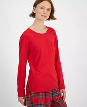 Load image into Gallery viewer, Plaid Pajama Set with Crewneck Pullover Top and Drawstring Pants in Cotton