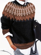 Load image into Gallery viewer, Womens Chunky Jacquard Round Neck Sweater with a Nature Inspired Pattern in Eight Colors
