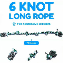 Load image into Gallery viewer, Indestructible 6 Knot Dog Rope Toy