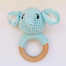 Load image into Gallery viewer, Crochet Baby Rattle in Wood and Yarn