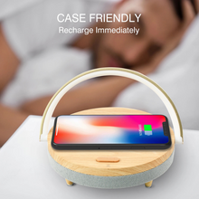 Load image into Gallery viewer, Multifunctional Wooden Table Lamp with Bluetooth Speaker & Wireless Charger