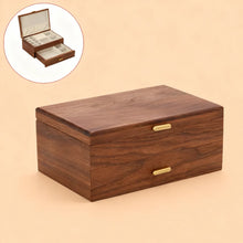 Load image into Gallery viewer, Walnut Two-Layer Jewelry Box with Drawers