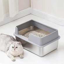 Load image into Gallery viewer, Stainless Steel Cat Litter Box | Non-Stick, High Wall Enclosure