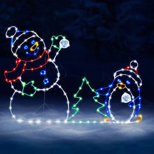Load image into Gallery viewer, Animated Snow Globe Lamp, Playful Lighted Snowman and Penguin Scene