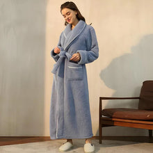 Load image into Gallery viewer, Sherpa Comfort Bathrobe Coral Fleece Flannel Robe