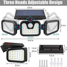 Load image into Gallery viewer, Solar Motion Sensor Light with 74 LED Bulbs and 270 Degree Coverage