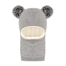 Load image into Gallery viewer, Cute Kids Winter Balaclava with Double Pom Poms