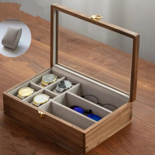 Load image into Gallery viewer, Walnut Watch Collection Box with Glass Top Display