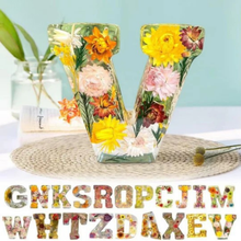 Load image into Gallery viewer, Resin Letter Decor with Dried Flowers and LED Light