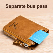 Load image into Gallery viewer, Men’s RFID Blocking Wallet with Zipper Multi Credit Card Holder Khaki + Brown + Black
