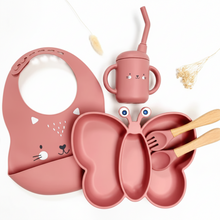 Load image into Gallery viewer, Baby Meal Set with Butterfly Plate and Easy-Grip Utensils