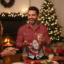 Load image into Gallery viewer, Mens 3D Snow Scene Christmas Shirt with Long Sleeves and Classic Lapel
