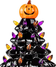 Load image into Gallery viewer, Illuminated Beaded Tree with Purple and Orange Lights for Halloween Christmas Decor