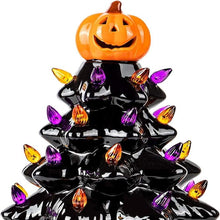 Load image into Gallery viewer, Illuminated Beaded Tree with Purple and Orange Lights for Halloween Christmas Decor
