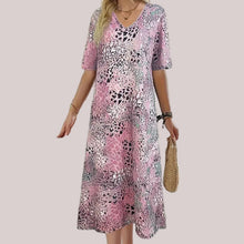 Load image into Gallery viewer, 2025 Chic Leopard Print Maxi Dress - V-Neck & Short Sleeve