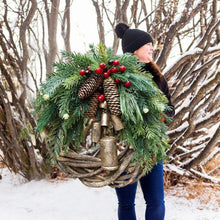 Load image into Gallery viewer, Farmhouse Christmas Wreath, Boho Wreath, Holiday Wreath