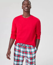 Load image into Gallery viewer, Relaxed Fit Plaid Pajama Set with Crew Neck Top and On Seam Pocket Pants