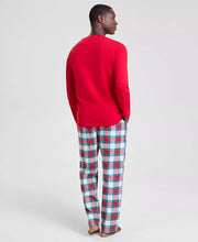 Load image into Gallery viewer, Relaxed Fit Plaid Pajama Set with Crew Neck Top and On Seam Pocket Pants