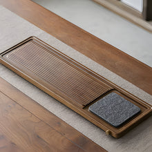 Load image into Gallery viewer, Solid Wood Tea Tray, Rectangular Bamboo Drainage Tea Table for Gongfu Brewing