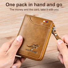 Load image into Gallery viewer, Men’s RFID Blocking Wallet with Zipper Multi Credit Card Holder Khaki + Brown + Black