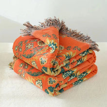 Load image into Gallery viewer, Marigold Reversible Cotton Throw Blanket