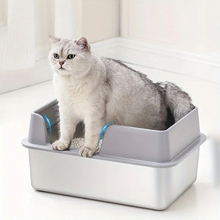Load image into Gallery viewer, Stainless Steel Cat Litter Box | Non-Stick, High Wall Enclosure