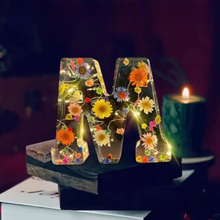 Load image into Gallery viewer, Resin Letter Decor with Dried Flowers and LED Light