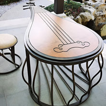Load image into Gallery viewer, Zen Style Solid Wood Tea Table with Wrought Iron Frame