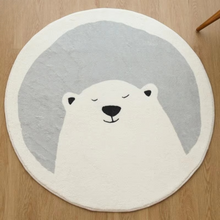 Load image into Gallery viewer, Round Fluffy Baby Play Mat Plush Animal Rug for Nursery or Living Room