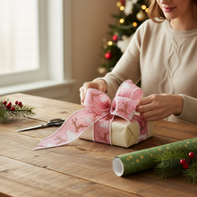 Load image into Gallery viewer, Classic Christmas Burlap Swirl Ribbon With Wired Edge for Tree, Wreaths and Gift Wrapping