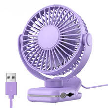Load image into Gallery viewer, USB Clip-On Desk Fan with Quiet Brushless Motor and Strong Clamp – Portable Mini Personal Cooling Fan