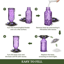 Load image into Gallery viewer, Glass Hummingbird Feeder with Six Flower Ports and Ant Moat, 24oz Capacity