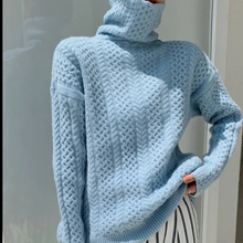 Load image into Gallery viewer, Luxurious cashmere turtleneck sweater with check pattern