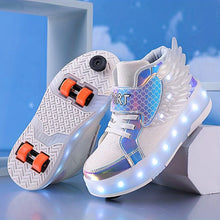 Load image into Gallery viewer, Light-Up Roller Skates Sneakers with Wings, USB Rechargeable