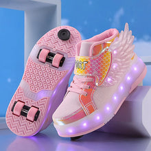 Load image into Gallery viewer, Light-Up Roller Skates Sneakers with Wings, USB Rechargeable