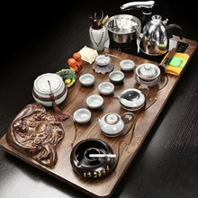 Load image into Gallery viewer, Solid Wood Tea Tray and Purple Sand Kung Fu Tea Set