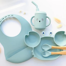 Load image into Gallery viewer, Baby Mealtime Set with Bib and Straw Cup