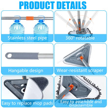 Load image into Gallery viewer, Rotating Triangle Wall Mop with Adjustable Long Handle