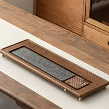 Load image into Gallery viewer, Solid Wood Tea Tray, Rectangular Bamboo Drainage Tea Table for Gongfu Brewing