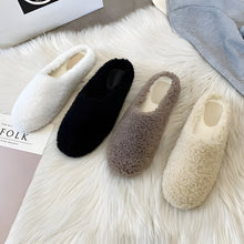 Load image into Gallery viewer, Women's Winter Wool Slippers with Curly Sheep Fur and Cozy Cotton Lining