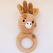 Load image into Gallery viewer, Crochet Baby Rattle in Wood and Yarn