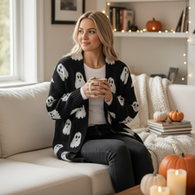 Load image into Gallery viewer, Cozy Ghost Pattern Knit Cardigan for Women