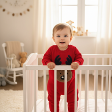 Load image into Gallery viewer, Cozy Christmas Elk Embroidered Baby Sweatshirt Romper