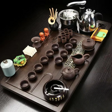Load image into Gallery viewer, Solid Wood Tea Tray and Purple Sand Kung Fu Tea Set