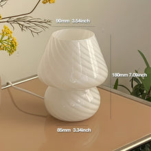 Load image into Gallery viewer, Swirled Glass Mushroom Lamp with Stepless Dimming for Bedside Tables