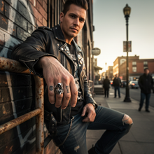 Load image into Gallery viewer, Grim Reaper Skull Ring for Men, Stainless Steel Punk Biker Jewelry