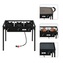Load image into Gallery viewer, Outdoor Camping Stove Grill: Portable Propane 3-Burner Cooker (225,000 BTU)