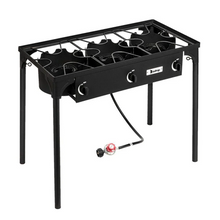 Load image into Gallery viewer, Outdoor Camping Stove Grill: Portable Propane 3-Burner Cooker (225,000 BTU)
